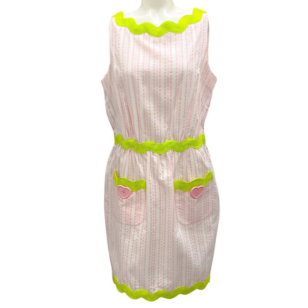 Moschino Couture Pink / White 2021 Striped Cotton Shift Dress